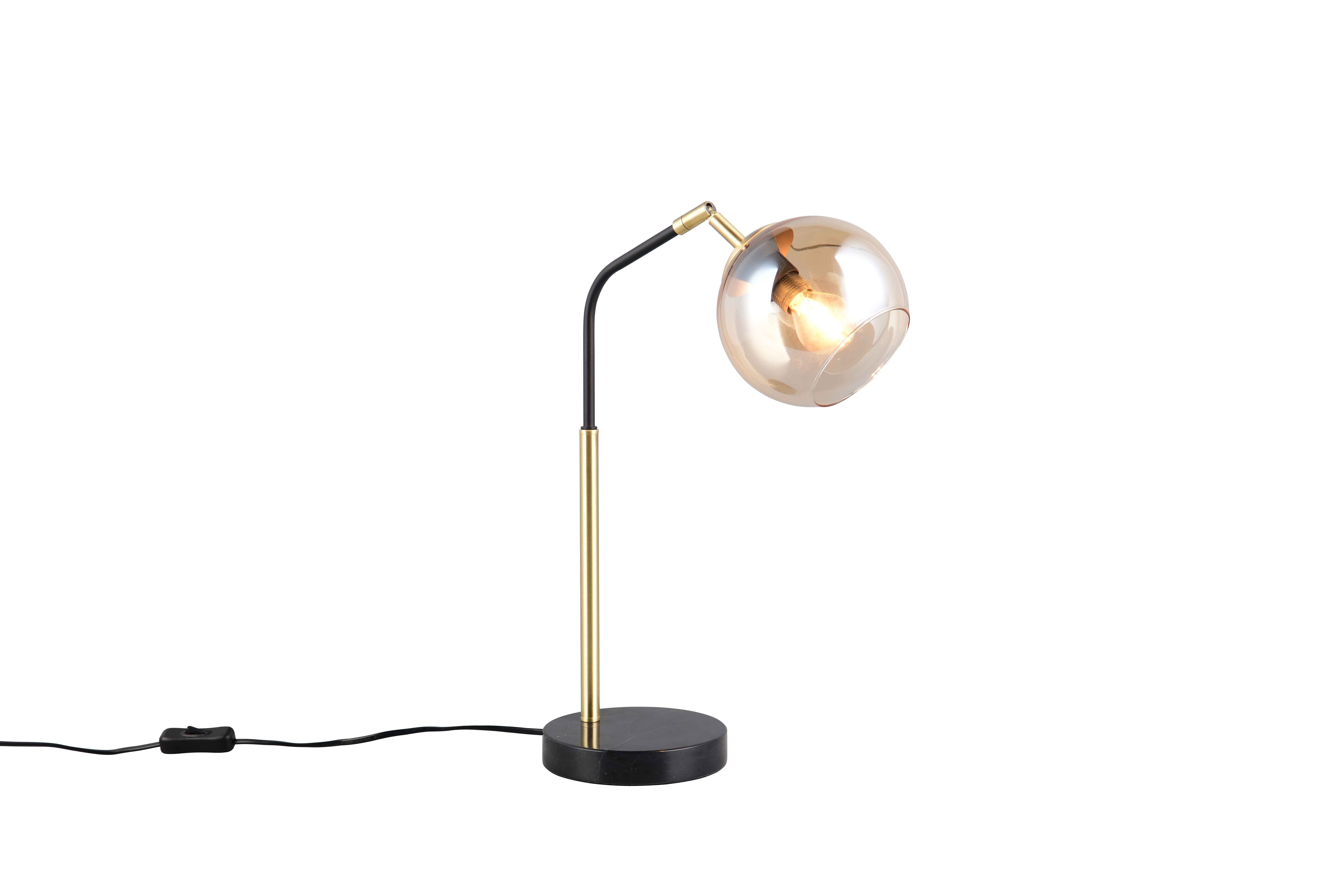 Image of Lampada da tavolo, metallo e vetro, nero e oro, H 45 cm, Paxton