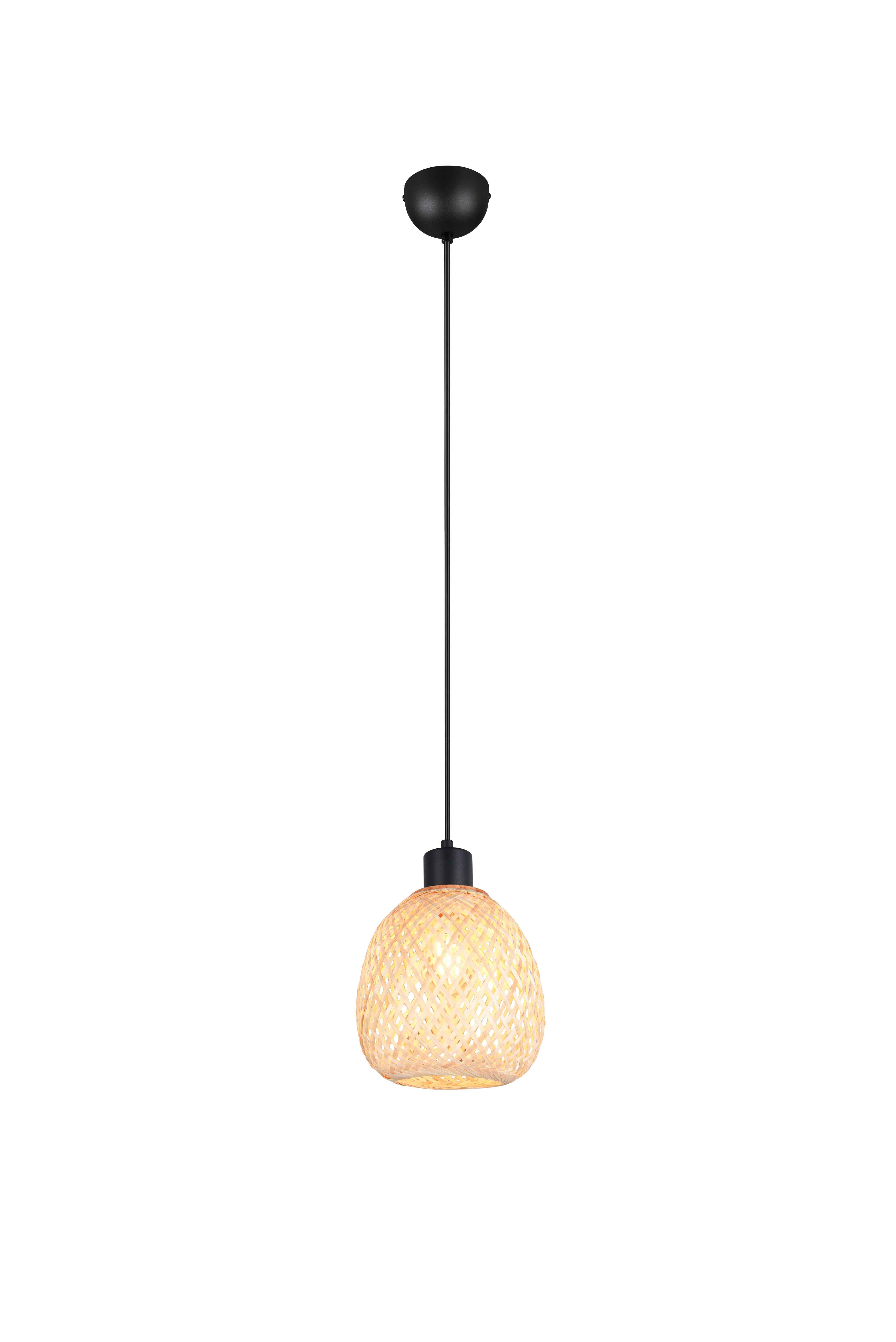 Lampada a sospensione, bambù e metallo nero, D 18 cm, Amelie