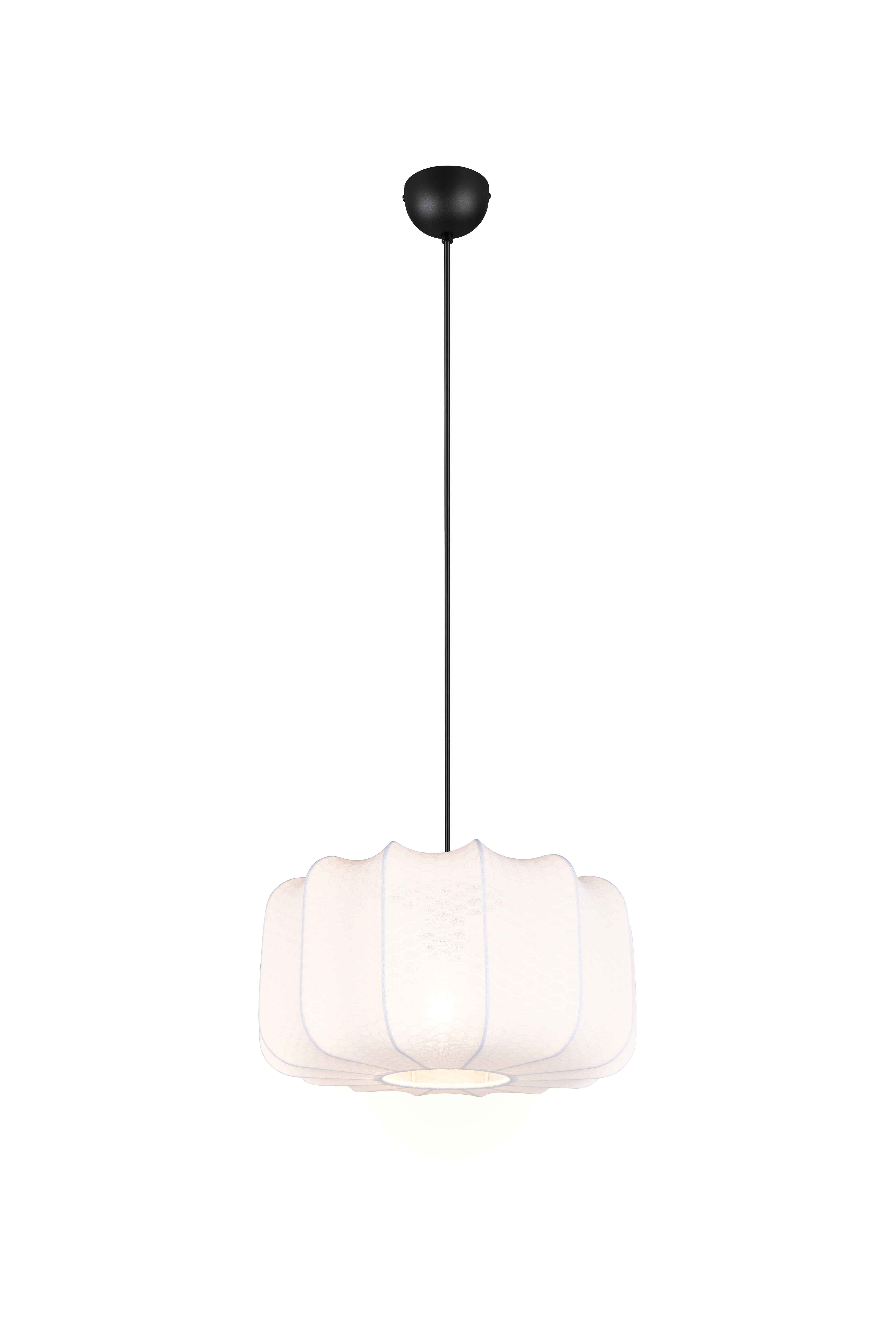 Lampada a sospensione, tessuto e metallo, bianco e nero, D 40 cm, Madeline