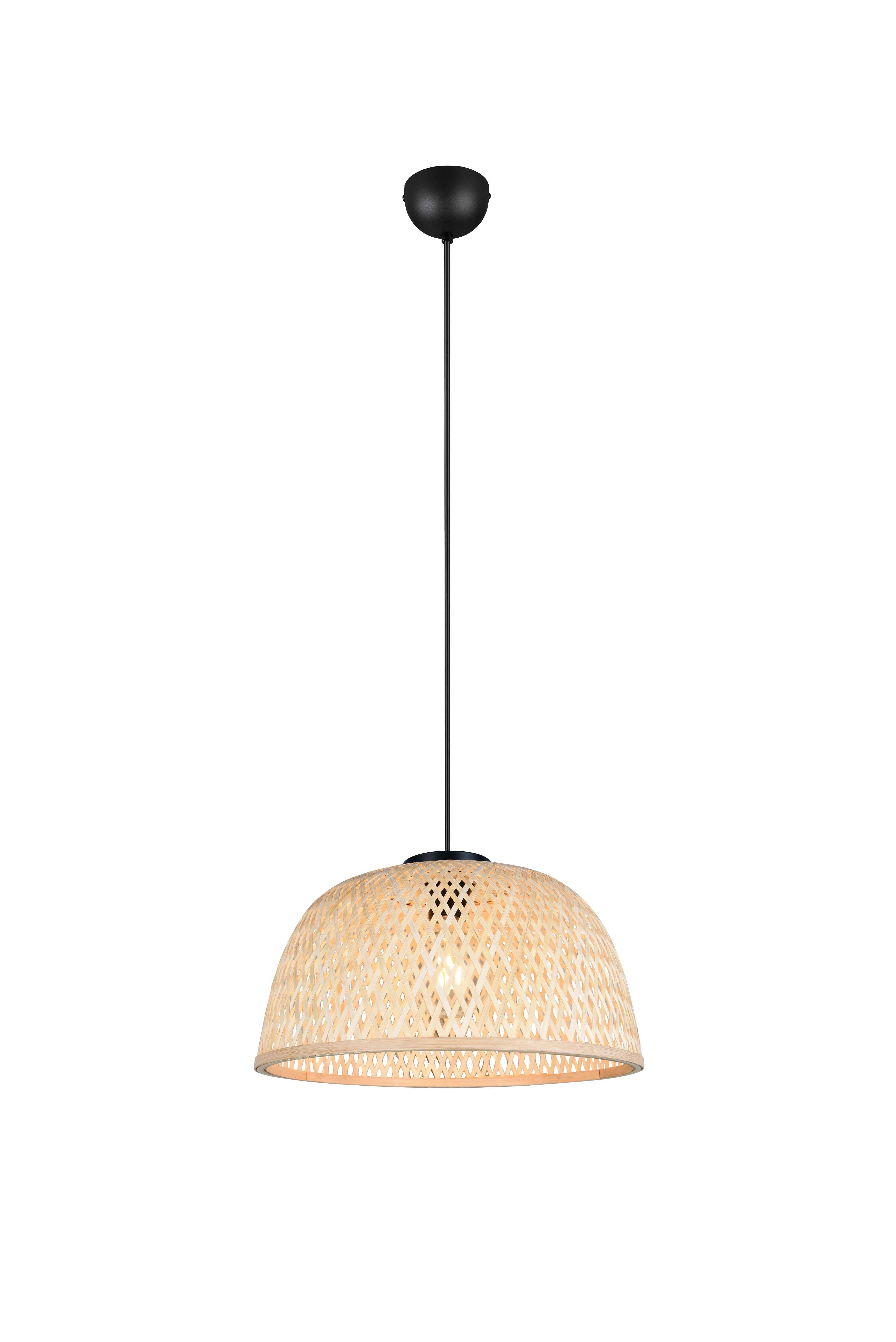 Lampada a sospensione, bambù e metallo, naturale e nero, D 40 cm, Laurent