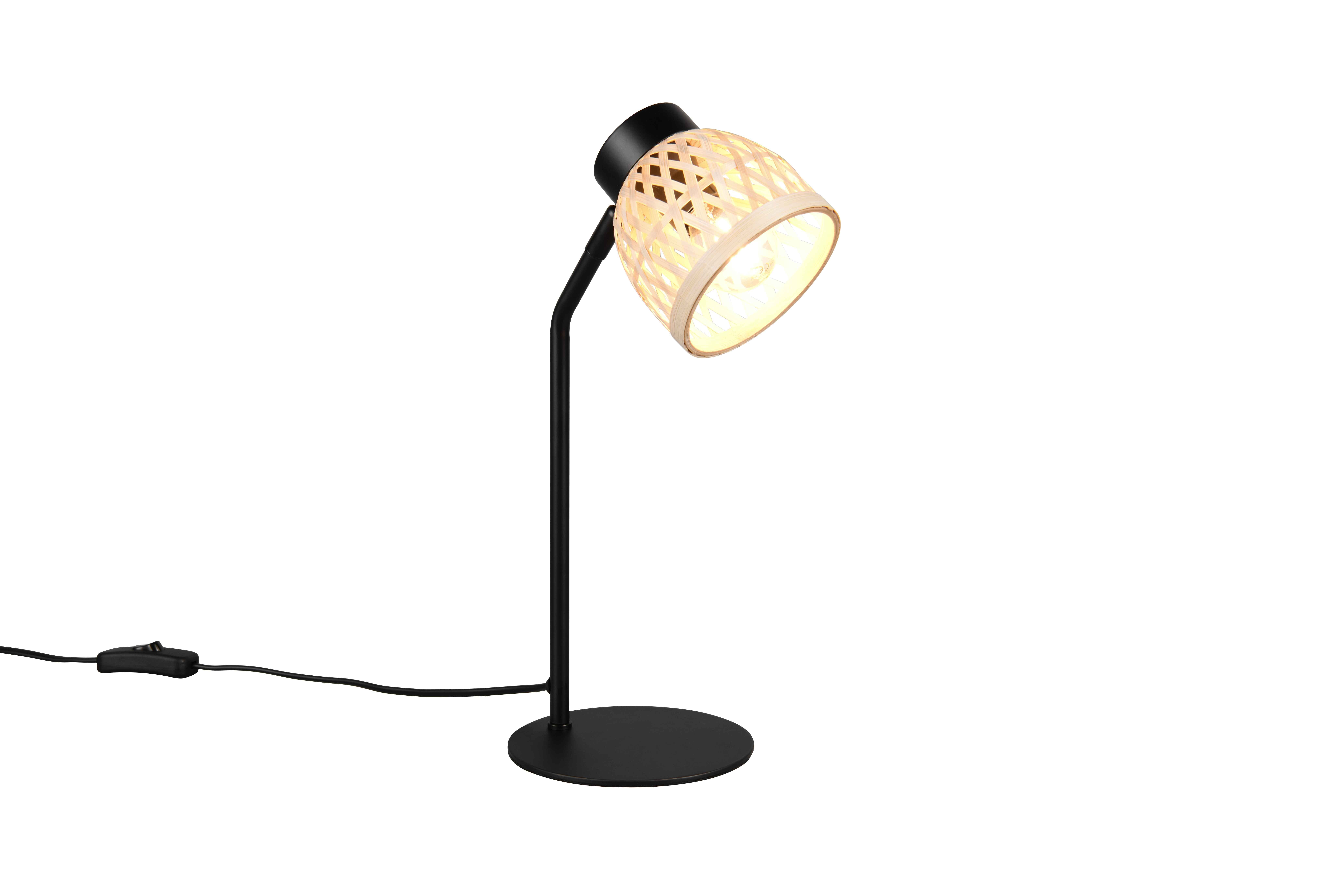 Lampada da tavolo, bambù e metallo, naturale e nero, H 36 cm, Laurent