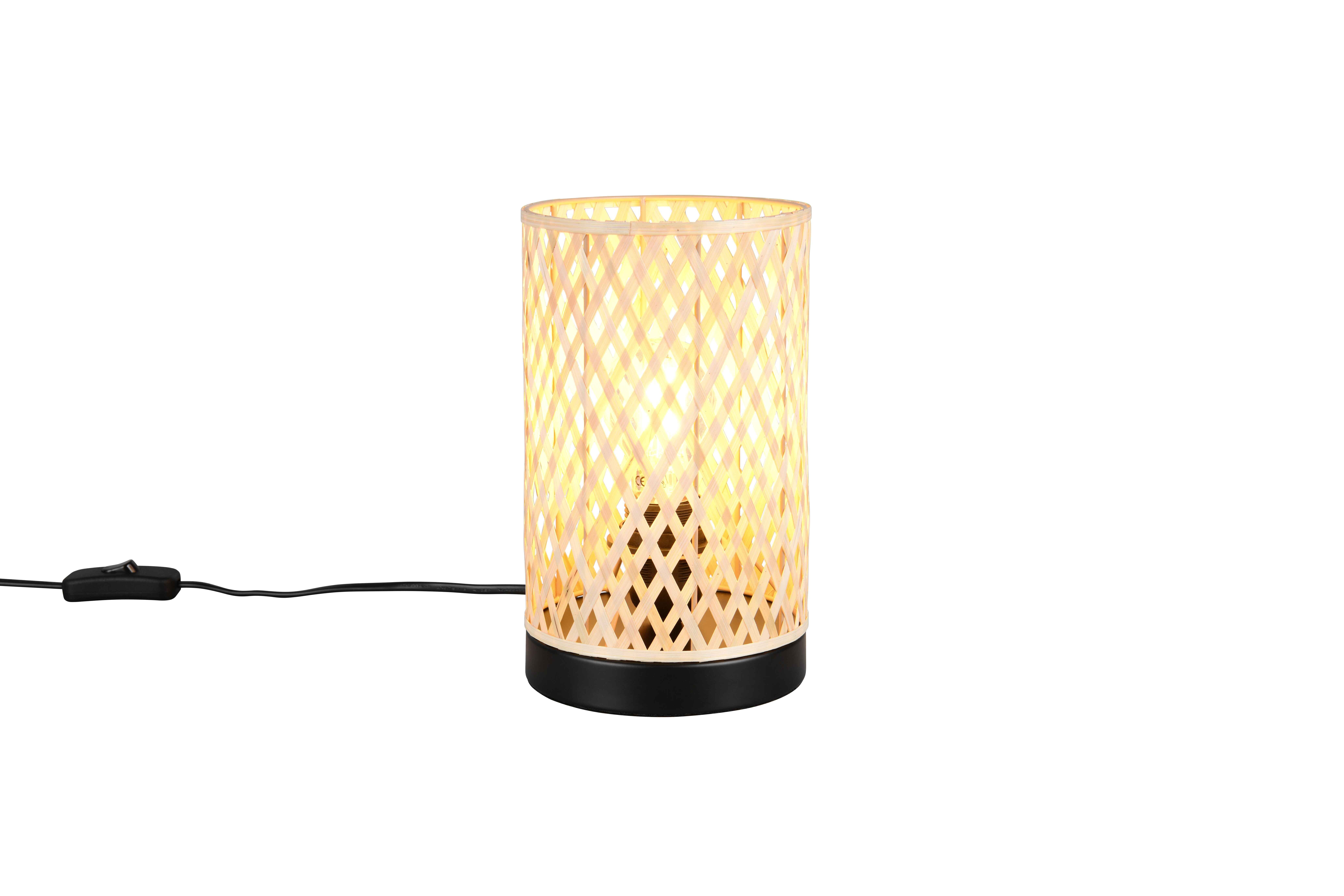 Lampada da tavolo, bambù e metallo, naturale e nero, H 23 cm, Laurent