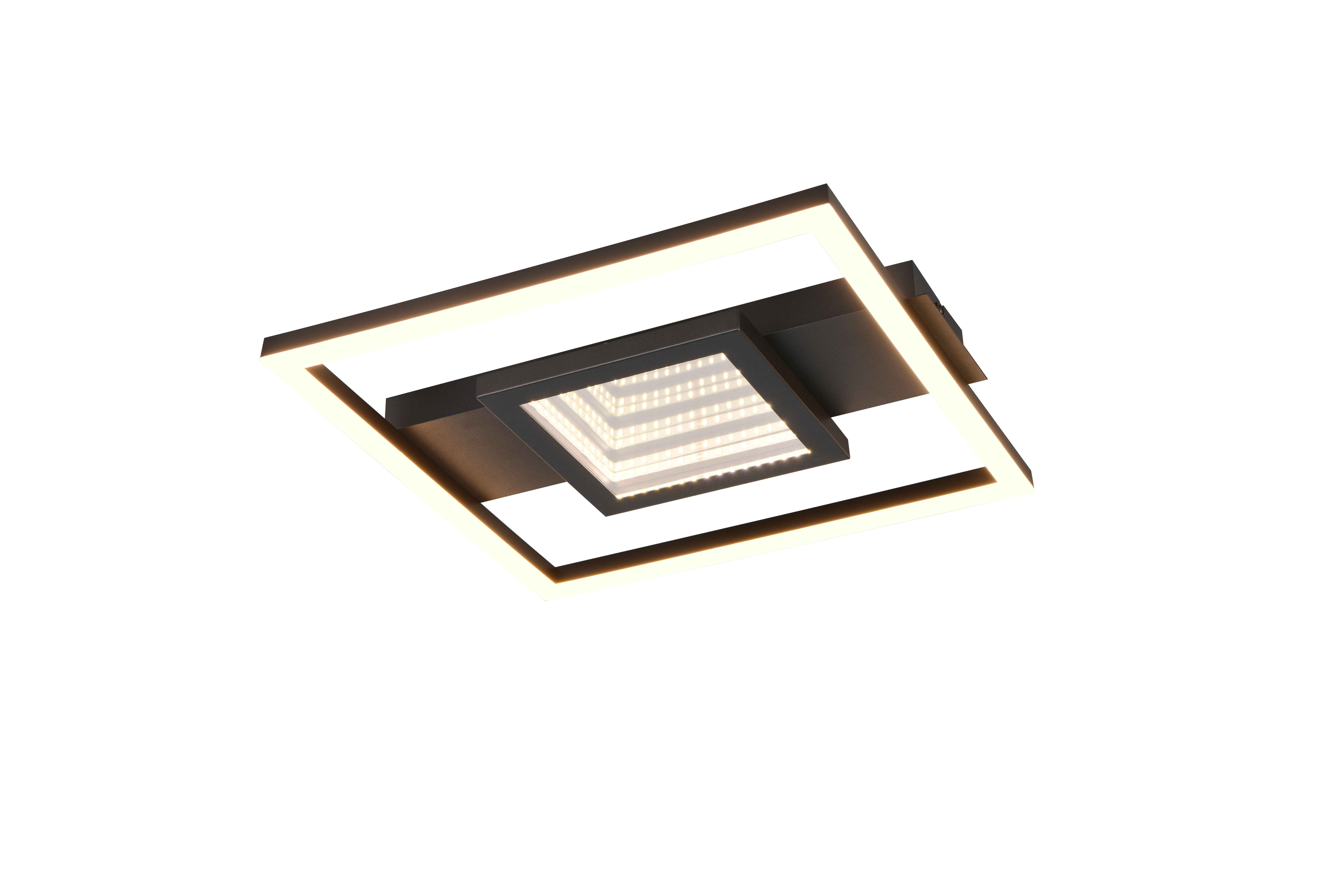 Plafoniera LED quadrata, metallo, nero, 35x35 cm, Wheeler