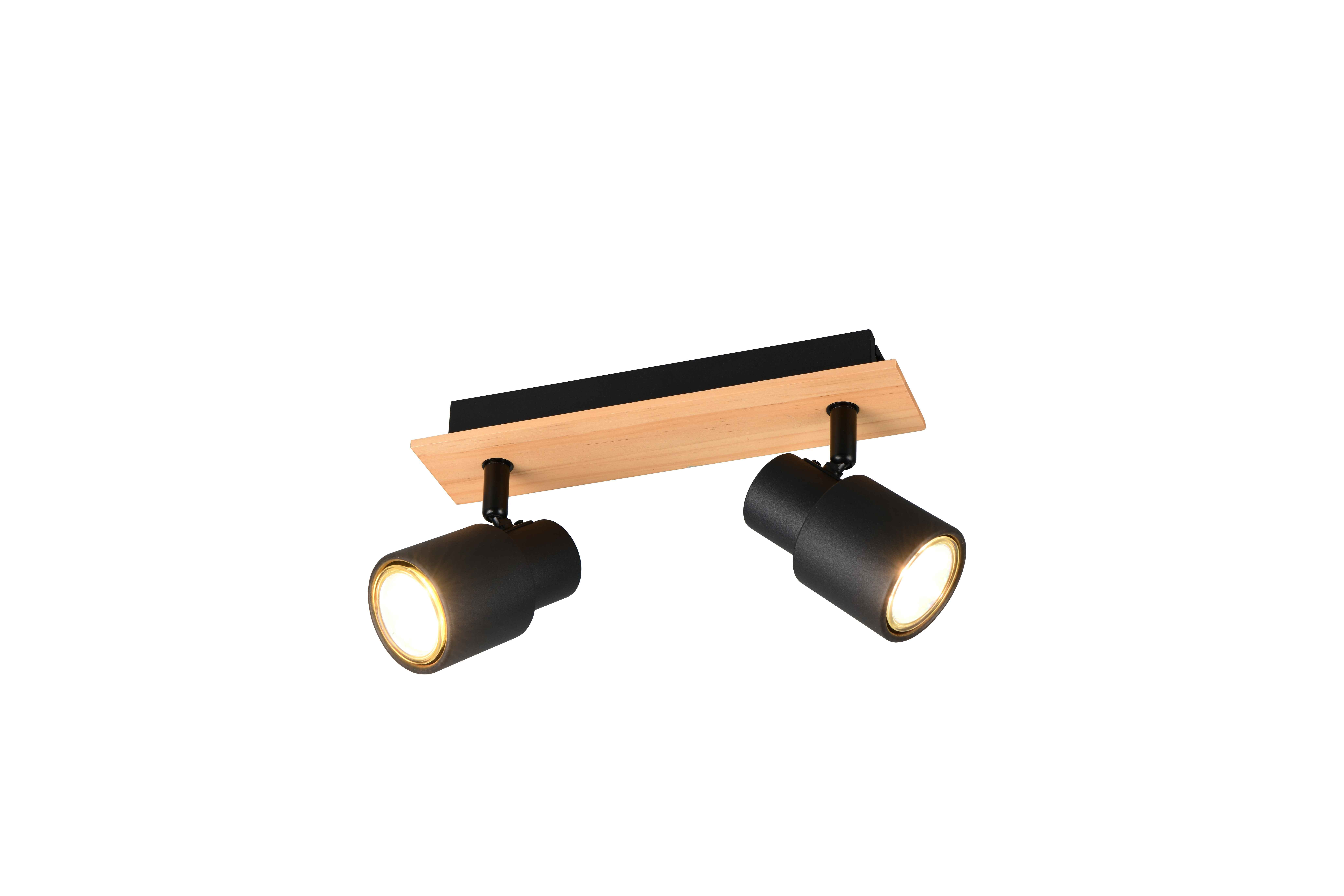 Barra 2 spots, metallo e legno, nero, L 31 cm, Pierre